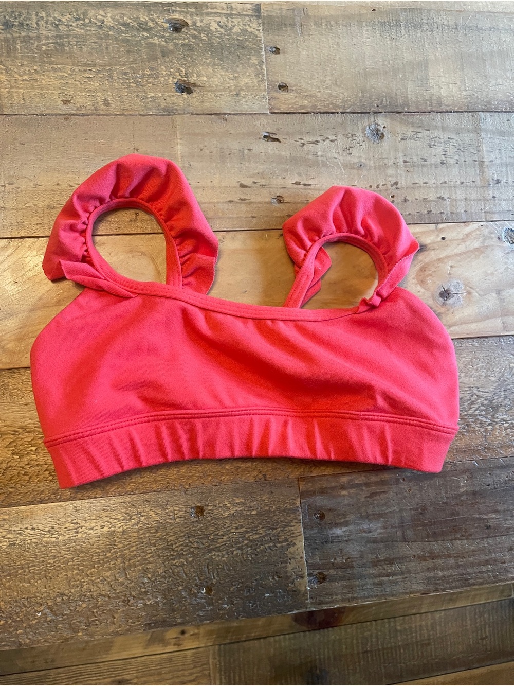 Jo And Jax Red Ruffled Adjustable Strap Dance Top